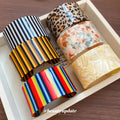 Acrylic Open Wide Cuff Bracelets Stripe Leopard Marble view 4