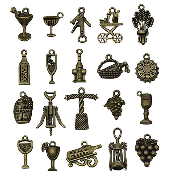 Gold-Tone Wine Theme Metal Charms with 26 Listed Options