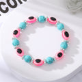 Silver Tone Turquoise Color Bead Evil Eye Stretch Bracelets view 10