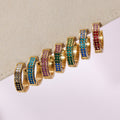 Double Row Multicolor Crystal Hoop Earrings in Three Sizes view 3