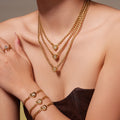 Heart Initial Zircon Cuban Necklace Bracelet Gold Steel view 2