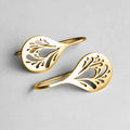 Gold and Silver Hollow Leaf Teardrop Drop Hook Earrings view 2
