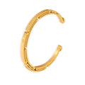 Gold Open Cuff Bangle Geometric Segmented Hollow Line Design view 5