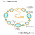 Gold Oval Bezel Bracelet Czech Glass Station Links view 7