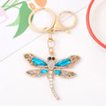 Rhinestone Dragonfly Keychain Gold Tone Crystal Bag Charm view 6