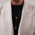Gold Rosary Cross Pendant Necklaces Religious Medals Beads view 3
