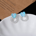 Pastel Heart Crystal Look Open Circle Stud Earrings view 7