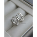 Silver Tone Roman Numeral Cutout Small Huggie Hoop Earrings view 6