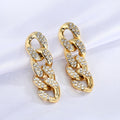 Crystal Paved Chain Link Drop Earrings in Gold and Silver Tone view 3