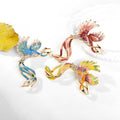 Red Gold Tone Phoenix Enamel Three Designs Metal Brooch Pin view 3