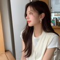 Silver Crystal Bow And Pearl Drop Stud Earrings For Pierced Ears view 4