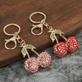 Rhinestone Cherry Keychains in Red and Pink Stone Colors view 1