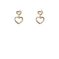 Gold-Tone Double Open Heart Crystal Drop Stud Earrings Pair view 5