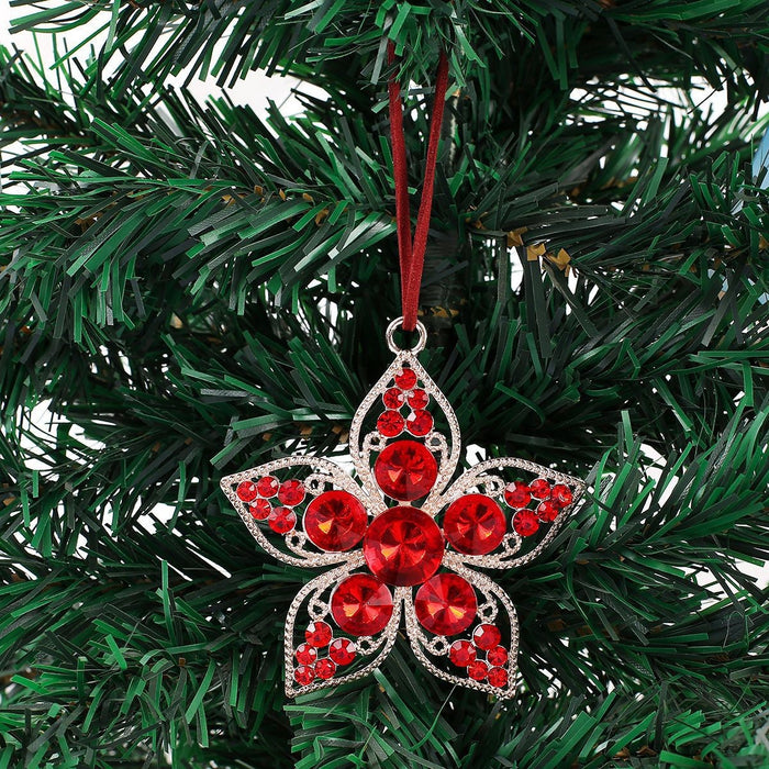 Rhinestone Five Petal Flower Christmas Hanging Ornament