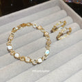 Gold Pave Crystal Oval Hoop Earrings Huggie Pair Style view 3