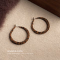 Leopard Flock Hoop Earrings Round Square Two Size Styles view 6
