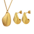 Organic Teardrop Pendant Necklace Matching Stud Earrings view 5