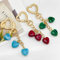 Heart Clasp Keychain with Triple Marbled Heart Bead Charm view 1
