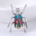 Silver Tone Crystal Beetle Brooch With Colorful Enamel Wings view 6