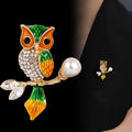 Gold Tone Silver Tone Owl Crystal Enamel Two Designs Metal Brooch Pin view 5