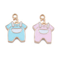 Gold Tone Enamel Overalls Charms in Blue and Pink Colors view 5