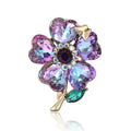 Five Heart Petal Crystal Flower Brooch in Purple or Blue view 5