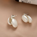 Double Oval Shimmer Drop Stud Earrings with Silver Tops view 7