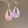Translucent Teardrop Hoop Earrings in White or Pink view 7