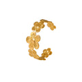 Five Petal Flower Open Cuff Bangle Gold Steel Pair view 5