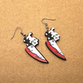 Black Red Floral Knife Novelty Hook Earrings in Ten Designs view 12