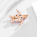 Green and Pink Crystal Turtle Rose Gold Tone Metal Brooch Pin view 4