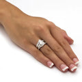 Marquise Clear Solitaire Baguette Three-Ring Set Silver Tone view 3