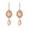 Silver Tone Oval Crystal Teardrop Openwork Crystal Four Designs Metal Dangle Earrings view 7