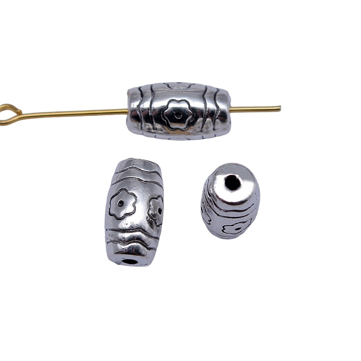 12.6x6.9x6.9mm 2.3g Antique Silver Zinc Alloy Flower Small Hole Spacer Beads for DIY Bracelet Jewelry Making