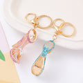 Rhinestone High Heel Keychain Flower Gold Clasp Three Colors view 3