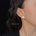 Silver Round Halo Crystal Stud Earrings Clear Center view 2