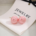 Pink Pearl Look Classic Round Stud Earrings in Two Sizes view 3