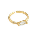 Gold Open Adjustable Ring Marquise Clear Zircon Band view 5