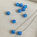 Blue Crackle Glass Sphere Threader Earrings Silver Tone view 3