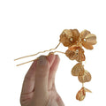 Gold Tone Floral Hair Pin With Textured Petals And Long Leaf Drop view 5