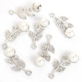 Pearl and Crystal Leaf Branch Charms in Gold and Silver Tones view 7