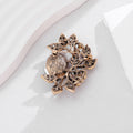 Red Blue and Green Oval Crystal Floral Metal Brooch Pin view 4