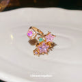 Gold Pink Star Crystal Open Ring Adjustable Dual End view 2
