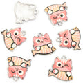 Colorful Enamel Cat Holding Fish Metal Charms, 12 Designs view 7