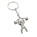 Metal Weightlifter Figure Keychain with Barbell Charm and Key Ring view 5