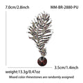 Silver Rhinestone Feather Brooch Crystal Drop Two Colors view 5
