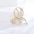 Open Line Art Woman Profile Metal Brooch in Gold and Silver view 7