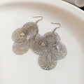 Filigree Round Disc Cluster Fish Hook Earrings Statement Jewelry Pair view 6