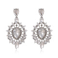 Red Silver Tone Teardrop Crystal Sunburst Crystal Two Designs Metal Dangle Earrings view 6