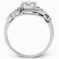 Silver Tone Round Clear Stone Leaf Detail Engagement Style Ring view 4